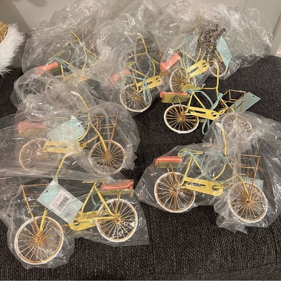 Christmas Ornament Yellow White Metal Bicycle 4.5" x 7" Vintage Bike - Picture 5 of 6